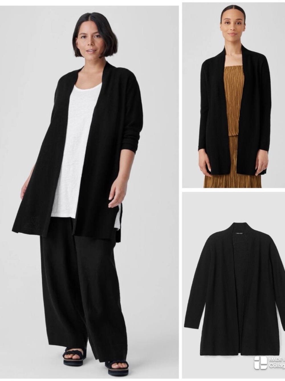 Eileen Fisher linen and cotton blend open cardigan